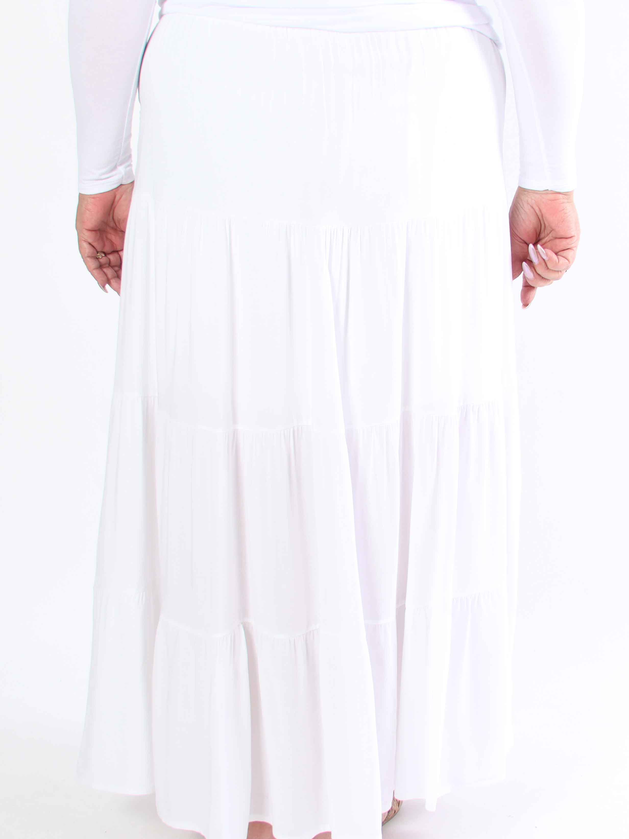 Kayla - Plus size kjol i viskos med lager-på-lager-look